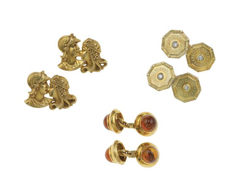 Lotto composto da tre paia di bottoni da polso  - Asta Fine Jewels - Cambi Casa d'Aste