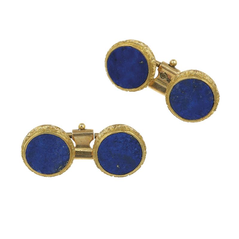 Pair of lapis-lazuli and gold cufflinks  - Auction Fine Jewels - Cambi Casa d'Aste