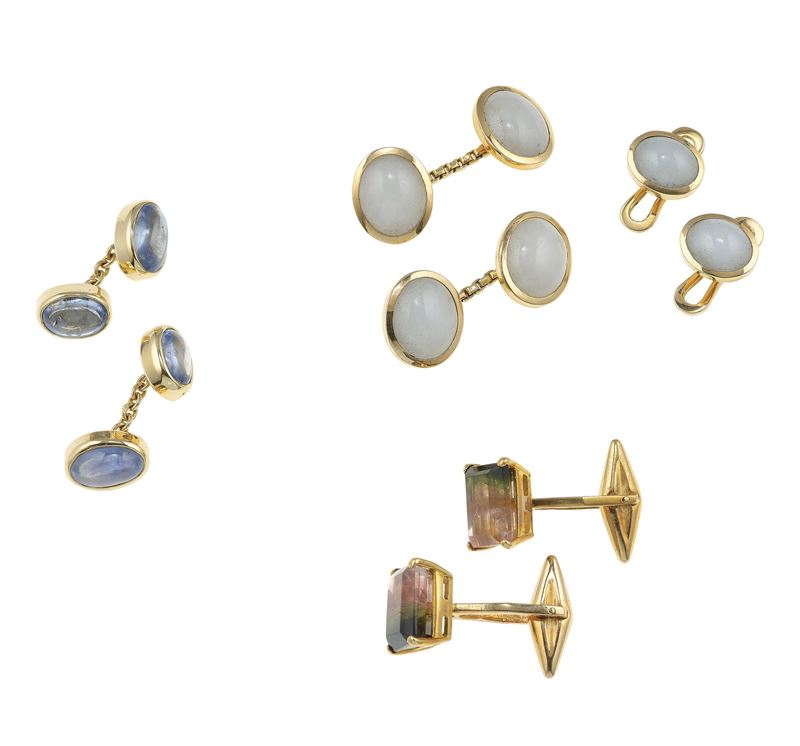 Group of gold and gem set men's accessories  - Auction Jewels - Cambi Casa d'Aste