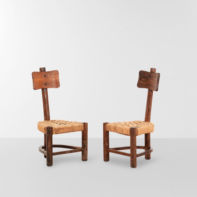 Maurizio Tempestini : Due sedie a tripode.  - Auction Design - Cambi Casa d'Aste