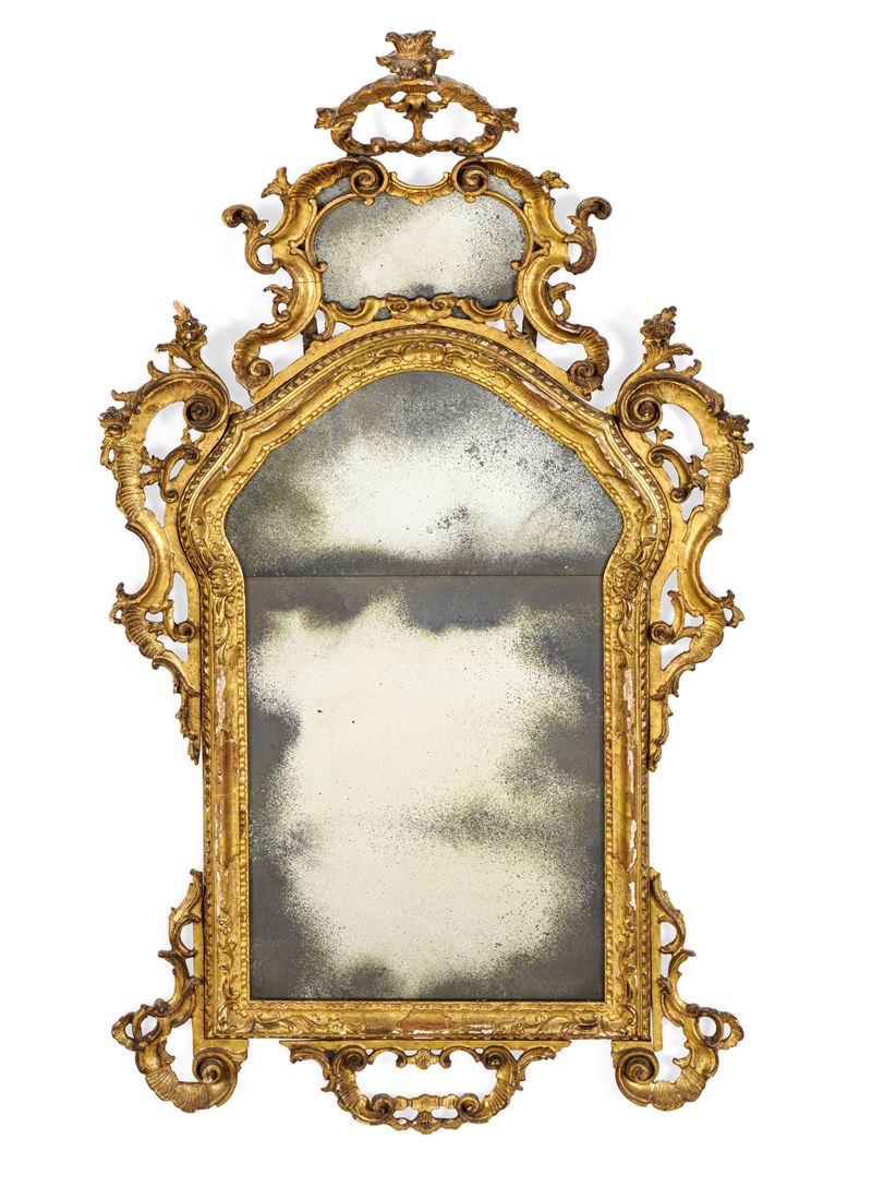 Specchiera in legno intagliato e dorato. Veneto, XVIII secolo  - Auction Italian Residences - Cambi Casa d'Aste