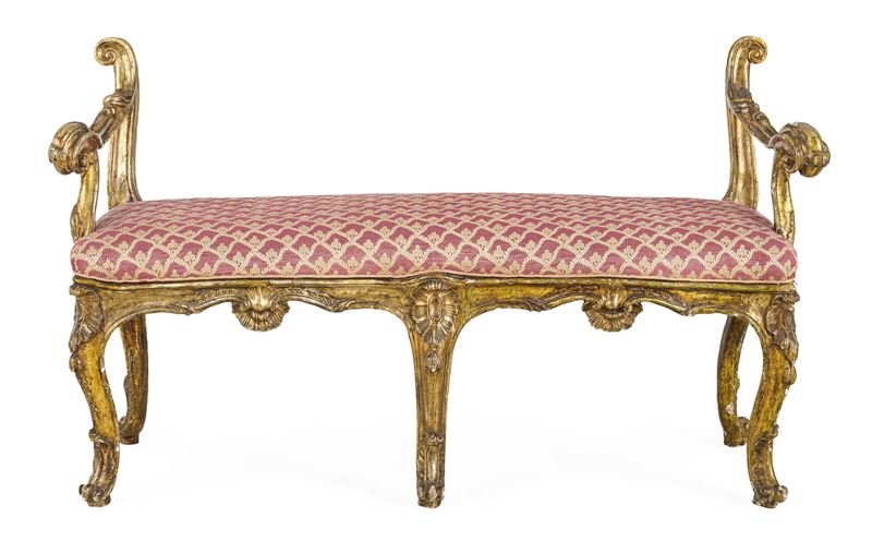 Panchetto in legno intagliato e dorato. Veneto, XVIII secolo  - Asta Dimore Italiane - Cambi Casa d'Aste