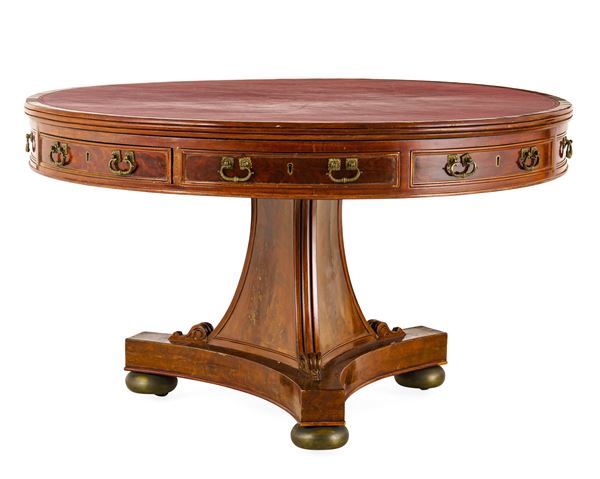 Tavolo da biblioteca in mogano. Inghilterra, XIX secolo