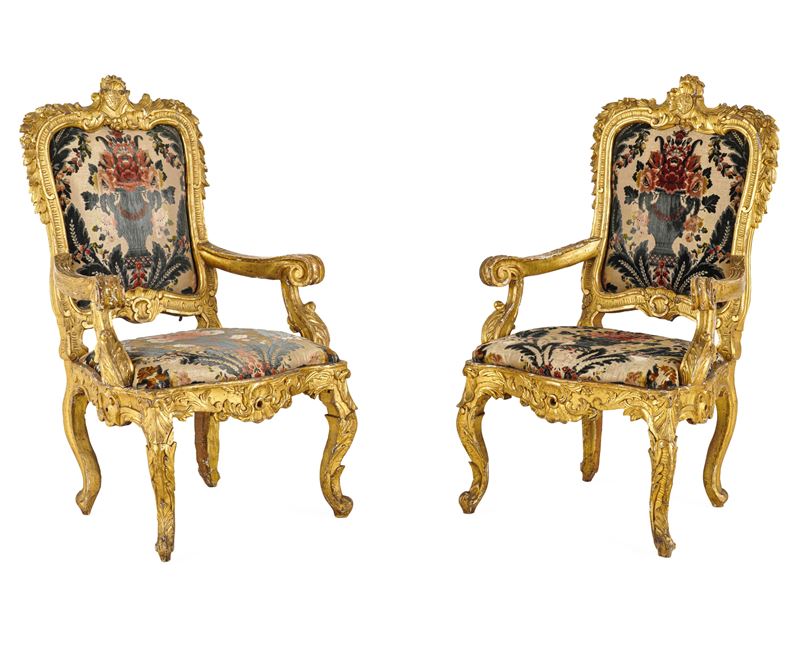 Coppia di poltrone da parata. Roma, XVIII secolo  - Asta Fine Art Selection - Cambi Casa d'Aste
