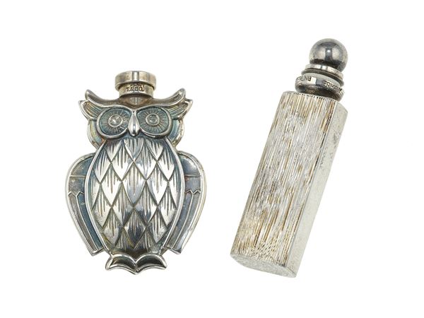 Two sterling silver perfume bottles. Signed Tiffany & Co.