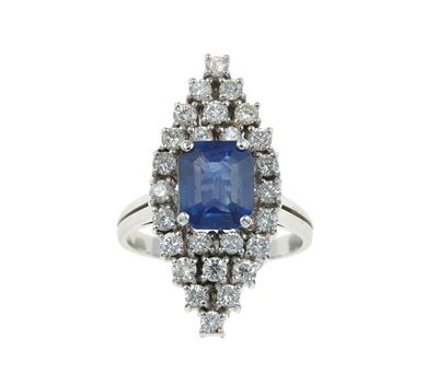 Anello con Zaffiro Sri Lanka e Diamanti