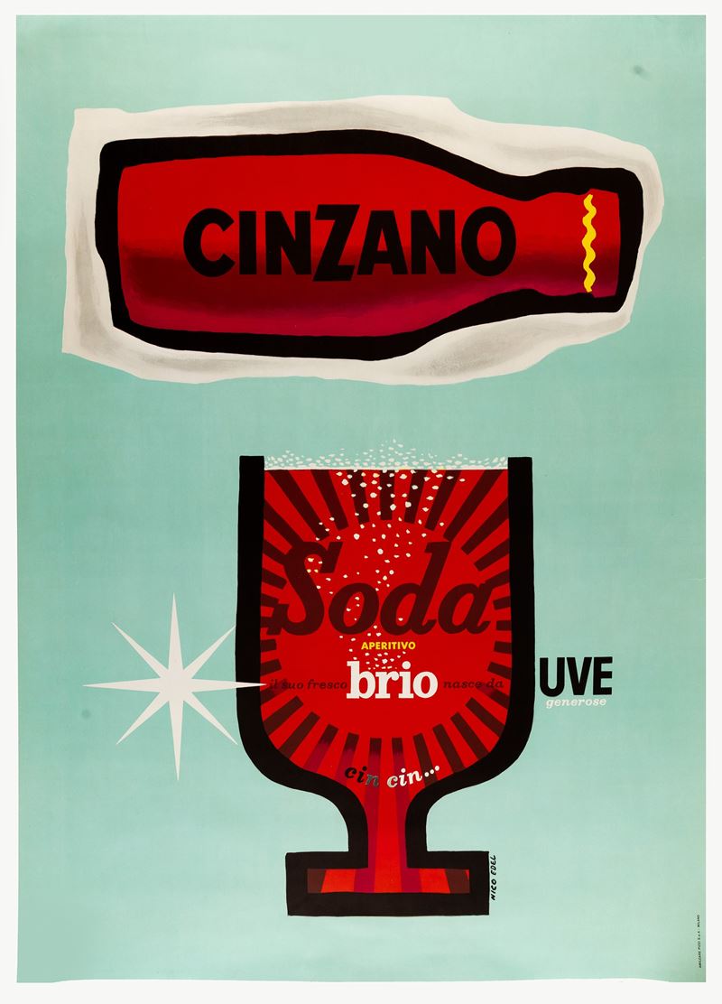 Edel : Cinzano Soda Aperitivo  - Auction POP Culture and Vintage Posters - Cambi Casa d'Aste