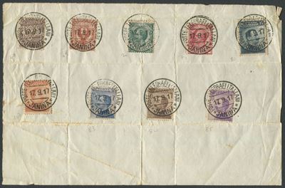 1917 - Regno D’italia - Uffici Postali All’estero - Foglietto con Nove Francobolli del Regno D’it...