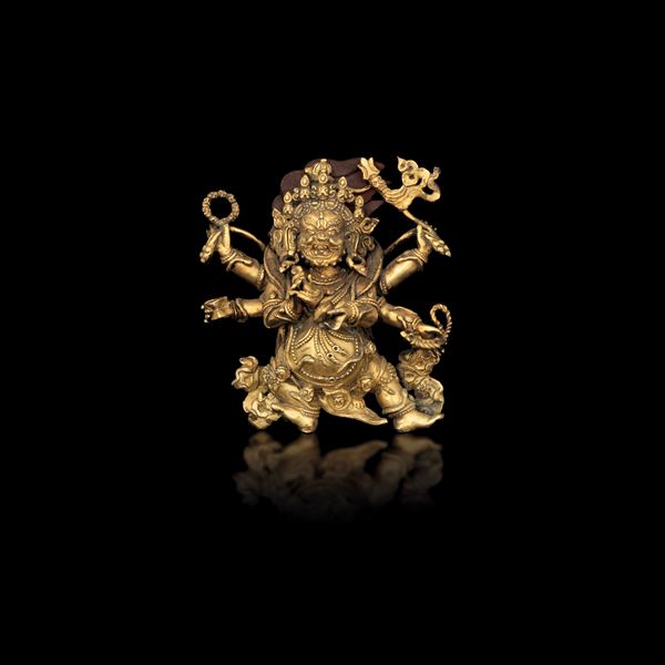 Figura in bronzo dorato raffigurante Mahakala, Tibet, XIX secolo