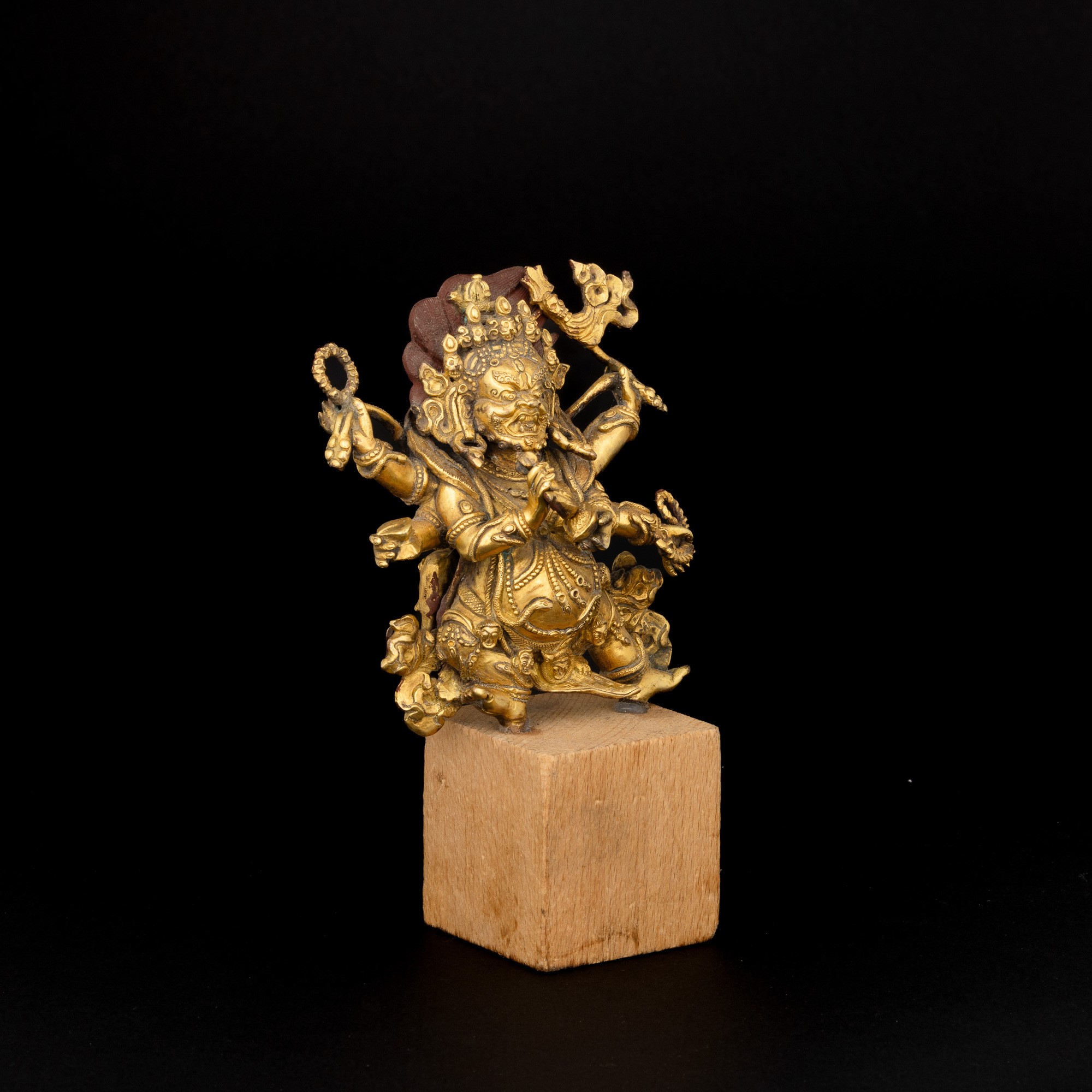 Figura in Bronzo Dorato Raffigurante Mahakala, Tibet, XIX Secolo