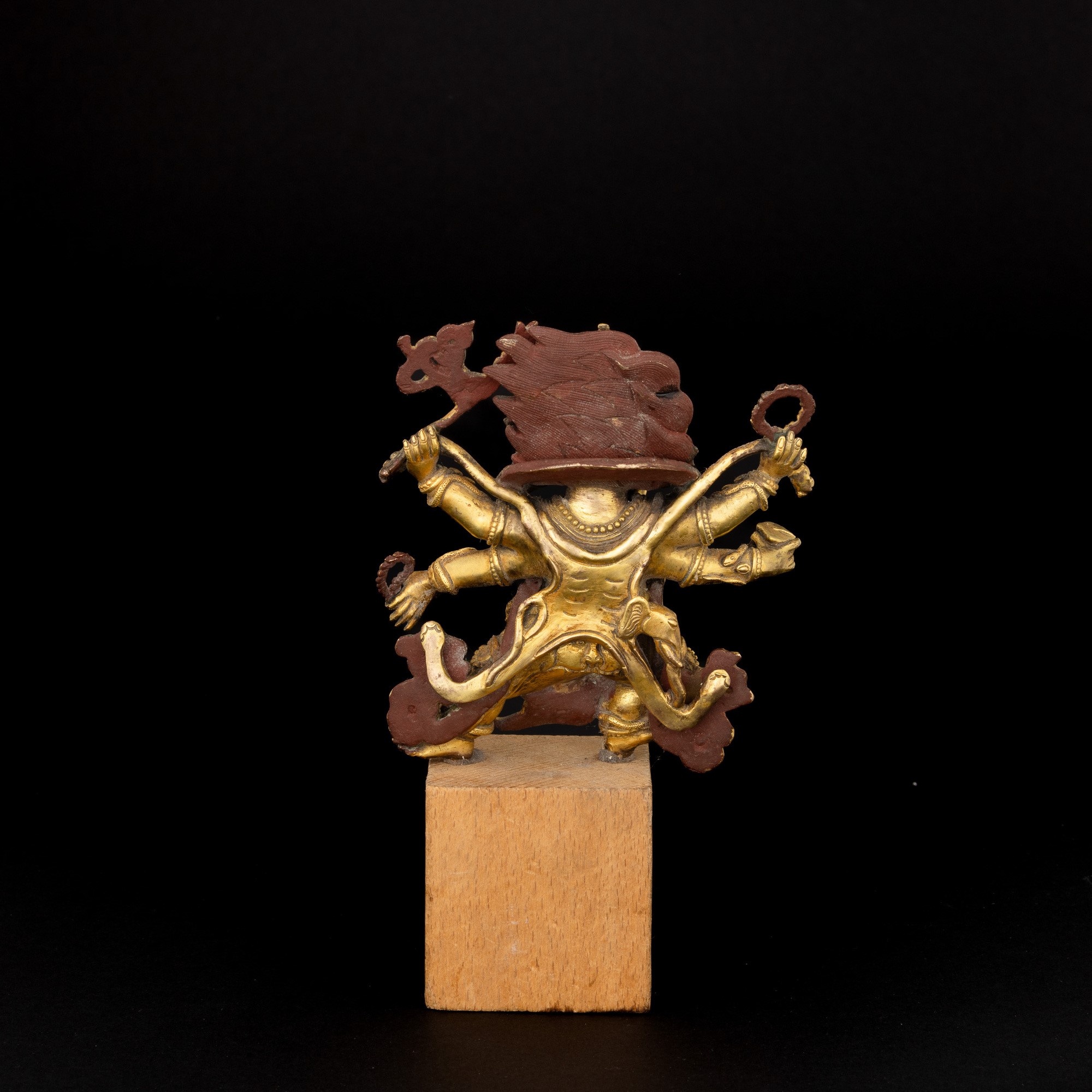 Figura in Bronzo Dorato Raffigurante Mahakala, Tibet, XIX Secolo