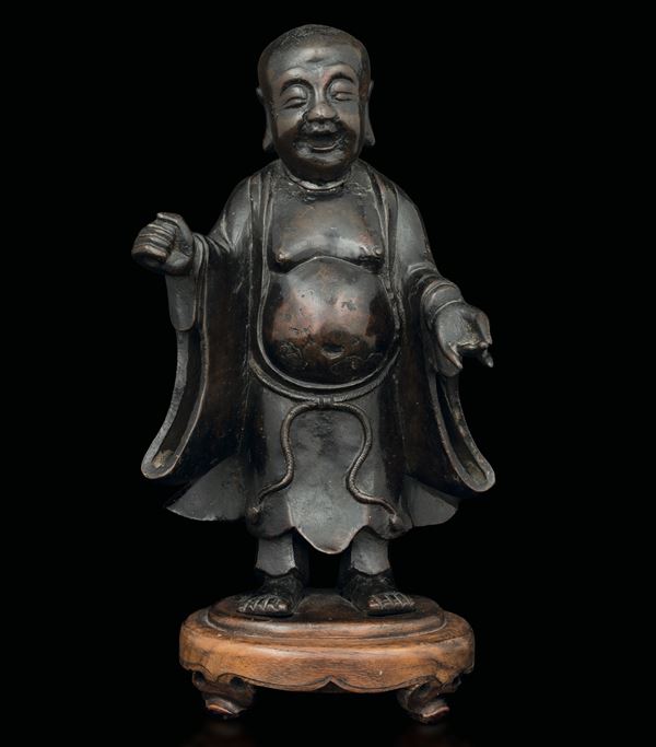 Figura di Budai in bronzo, Cina, Dinastia Ming, fine XVII secolo