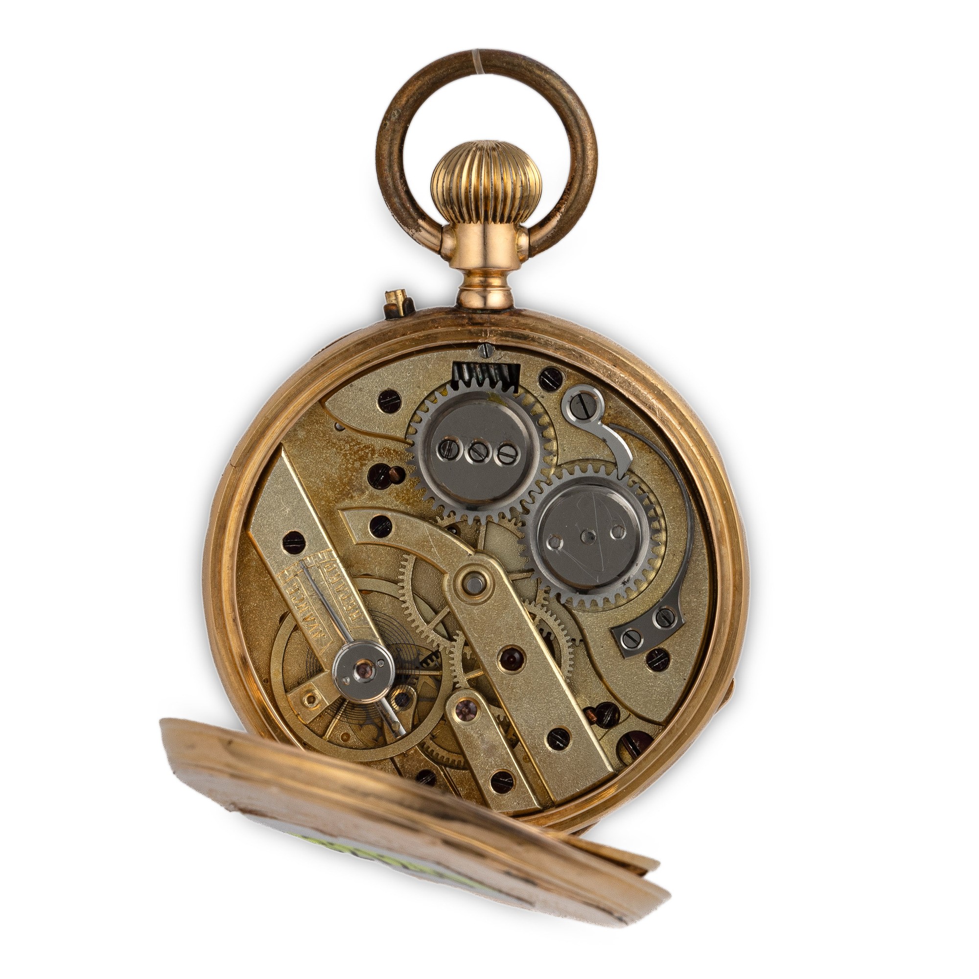 Dubois & Cie - Orologio da tasca in oro 18k cesellato, quadrante in smalto bianco con lancette Br...