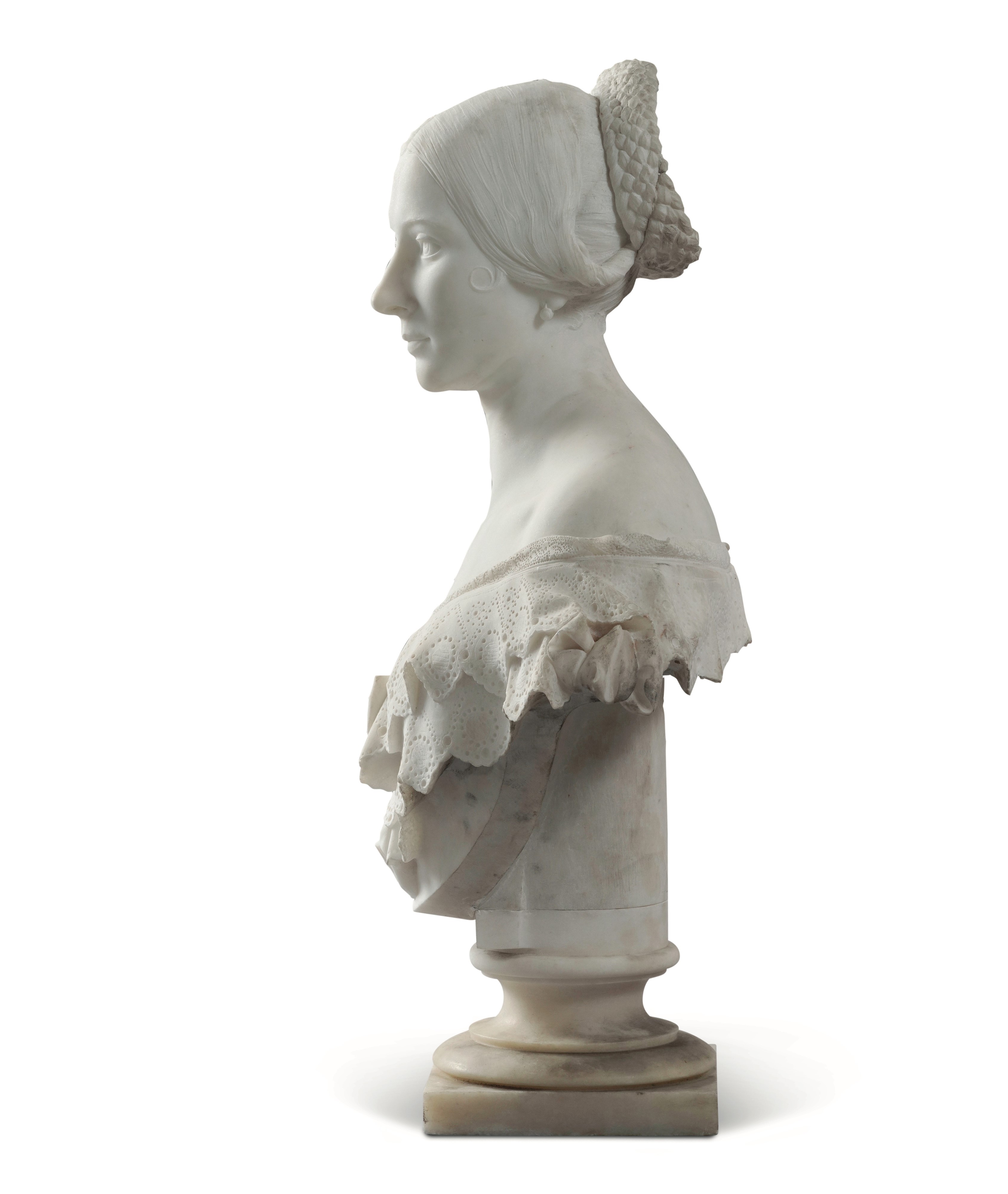 Vincenzo Vela - Busto di gentildonna in marmo bianco