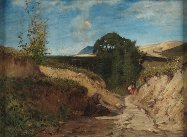 Paesaggio con francescano e viandante