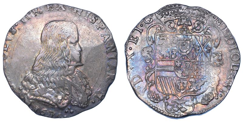 MILANO. CARLO II DI SPAGNA, 1665-1700. Filippo o Carlo 1676.  - Auction Numismatics - I - Cambi Casa d'Aste