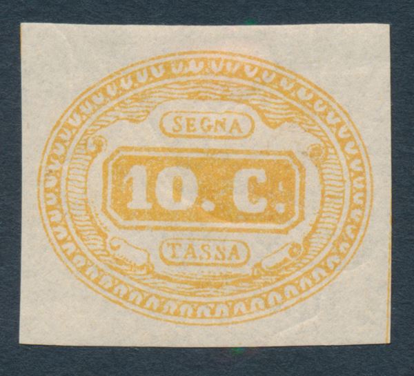 1863 – Regno d’Italia – Segnatasse – 10 cent. giallo nuovo (Sass. 1).