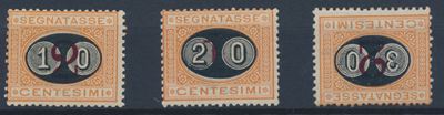 1890-91 – Regno D’italia – Segnatasse – Segnatasse del 1870 Soprastampati “mascherine” Serie Comp...