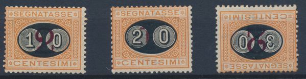 1890-91 – Regno d’Italia – Segnatasse – Segnatasse del 1870 soprastampati “Mascherine” serie completa (Sass. S.2302).