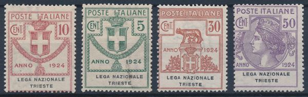 1924 – Regno d’Italia – Enti parastatali – “LEGA NAZIONALE TRIESTE” serie cpl. (Sass. S.2908).