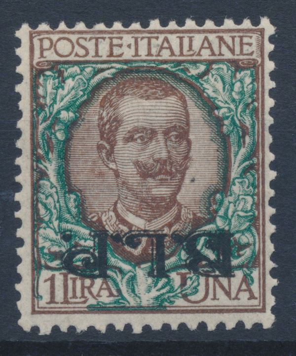 1922 – Regno d’Italia - Buste Lettere Postali – 1 lire bruno e verde, soprastampa “B.L.P.”, II tipo, capovolta (Sass. 12b).