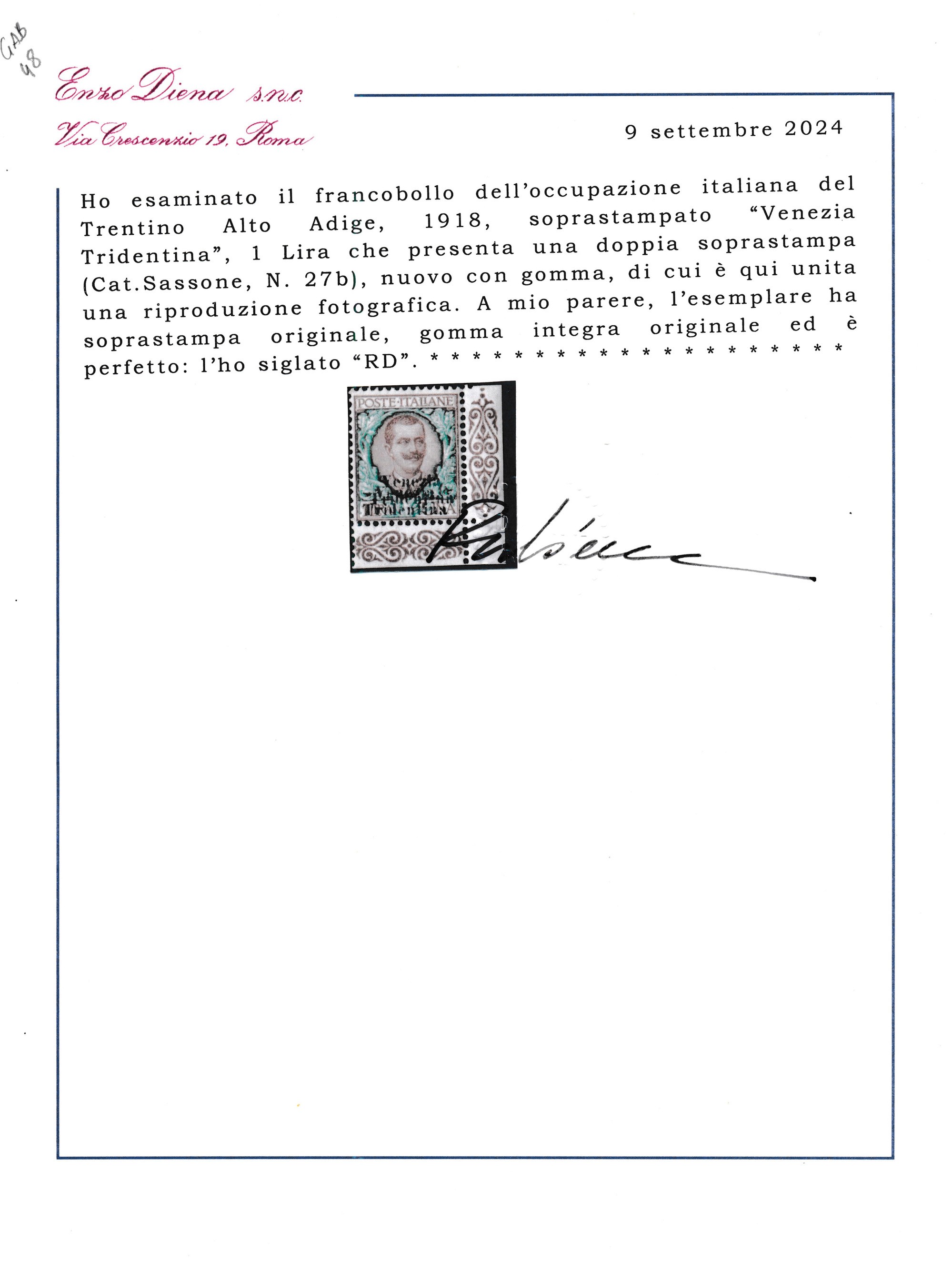 1918 – Regno D’italia – Occupazioni i Guerra Mondiale – Terre Redente – Trentino-alto Adige – Fra...