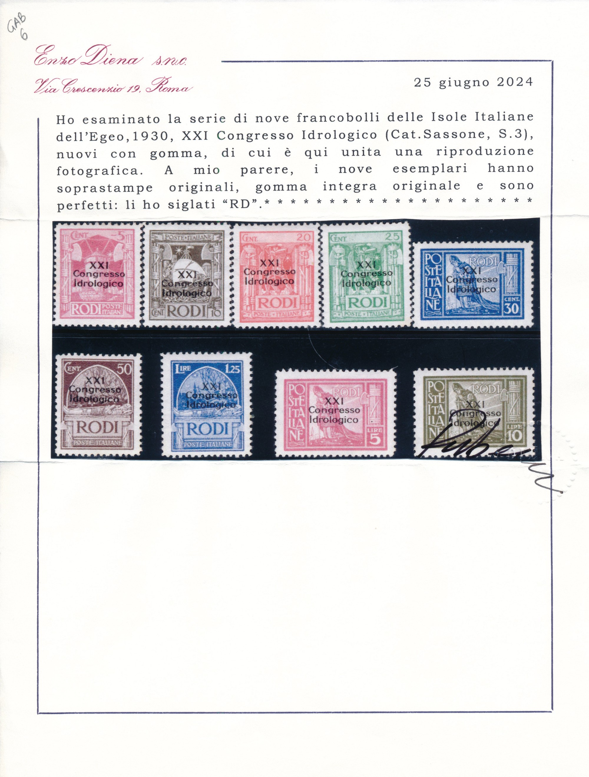 1930 – Regno D’italia – Colonie e Possedimenti – Egeo – Emissioni Generali - XXI Congresso Idrobi...
