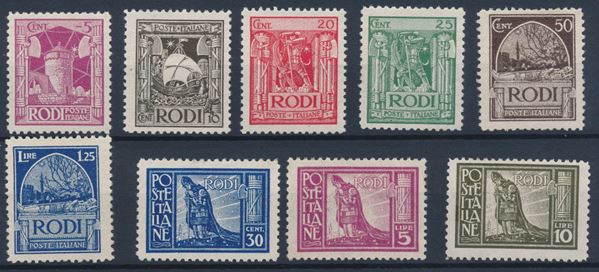 1929 – Regno d’Italia – Colonie e Possedimenti – Egeo – Emissioni generali – “Pittorica” serie cpl. (Sass. S.2).