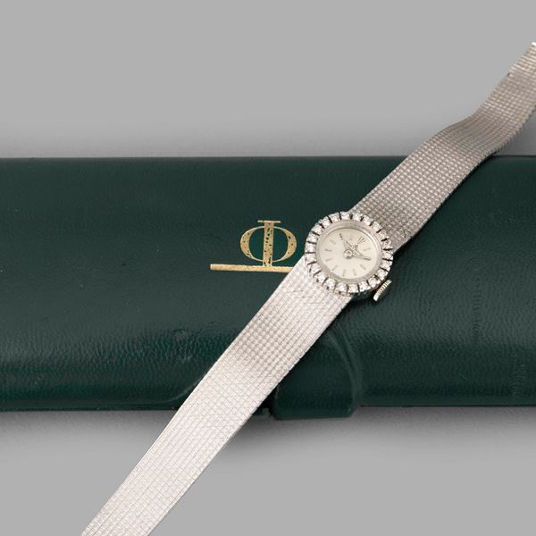 Baume & Mercier Lady in oro bianco 18k, quadrante Argentè, brillanti, indici applicati, bracciale integrato,  [..]