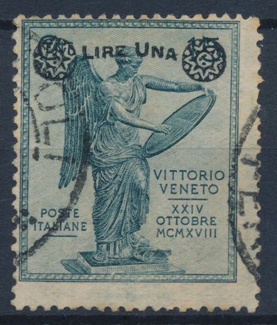 1924 – Regno D’italia – Vittoria Soprastampata – 1 Lire su 15 Cent. Ardesia Usato (sass. 160).