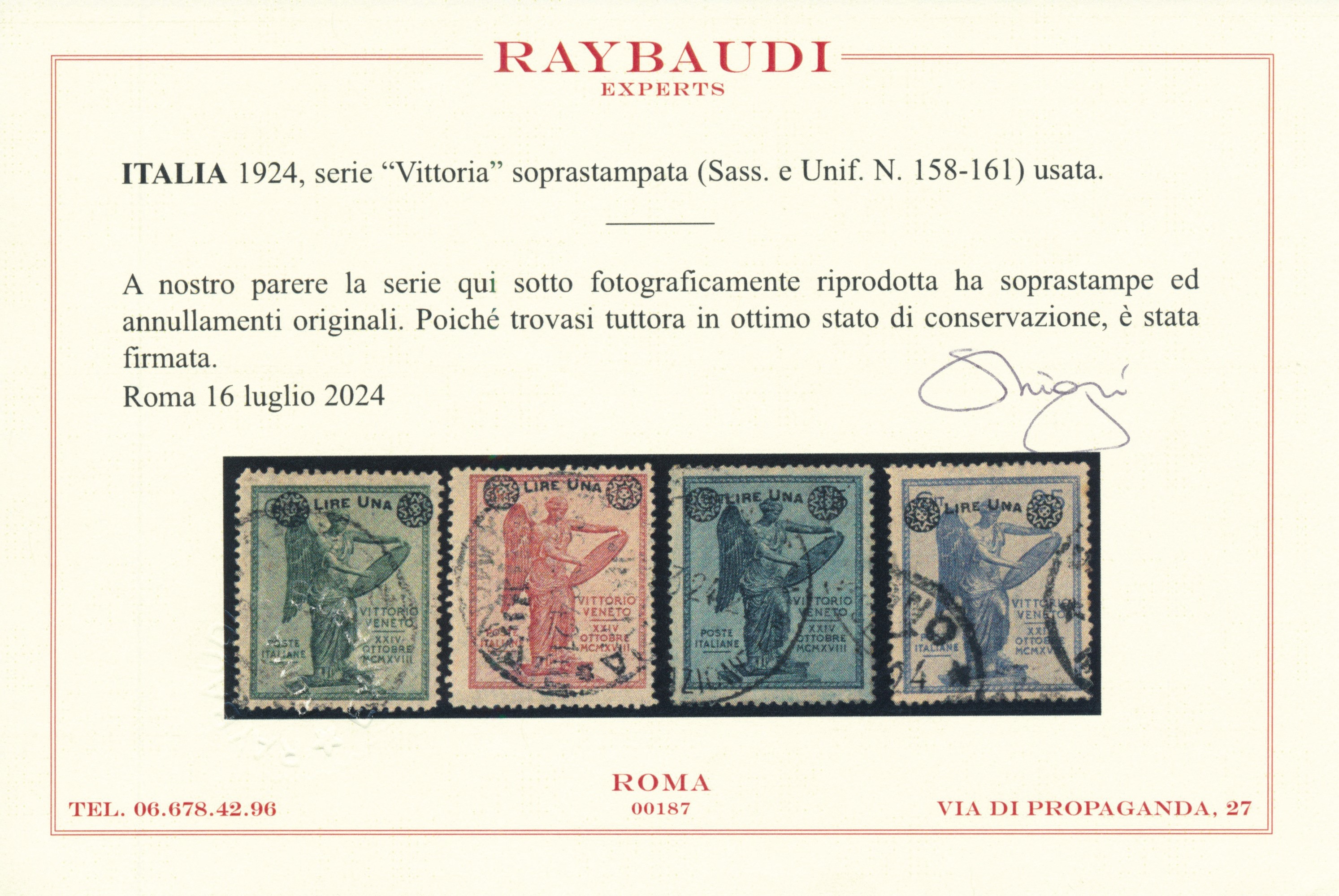 1924 – Regno D’italia – Vittoria Soprastampata – Serie Completa Usata (sass. S.30).