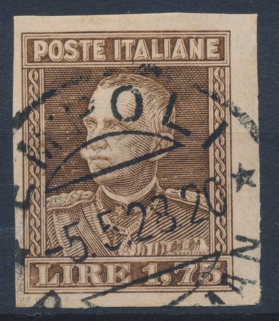 1927 – Regno D’italia – Effige di Vittorio Emanuele III – 1,75 Lire Bruno Non Dentellato (sass. 2...