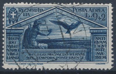 1930 – Regno D’italia – “bimillenario della Nascita di Virgilio” - 9 Lire + 2 Lire Azzurro Scuro ...