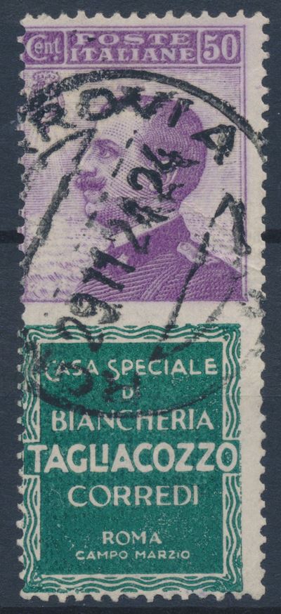 1924 – Regno D’italia – Francobolli Pubblicitari – 50 Cent. Violetto e Verde “tagliacozzo” Usato ...