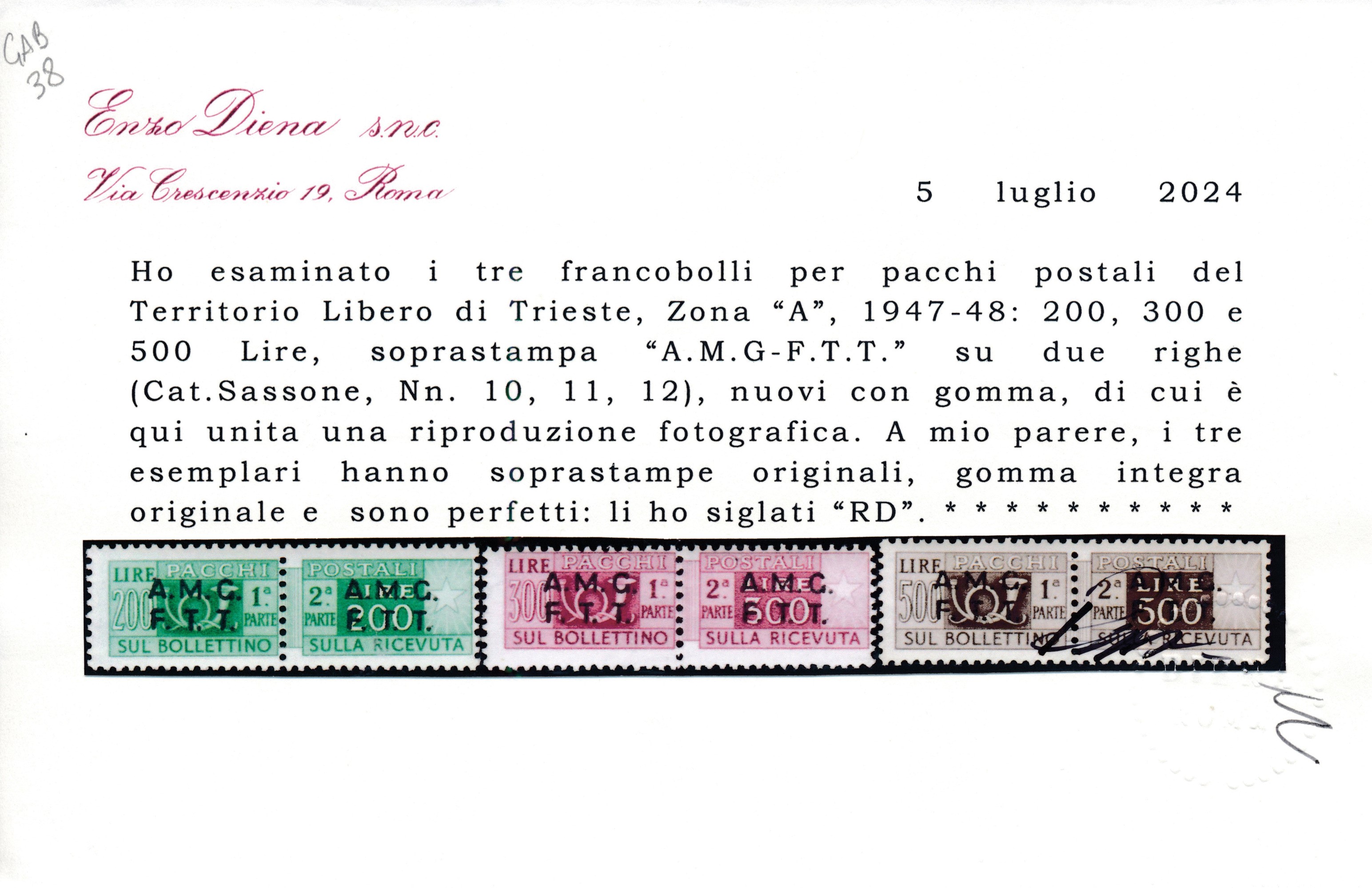 1947-48 - Territorio Libero di Trieste – Zona a – Pacchi Postali – Francobolli per Pacchi Postali...