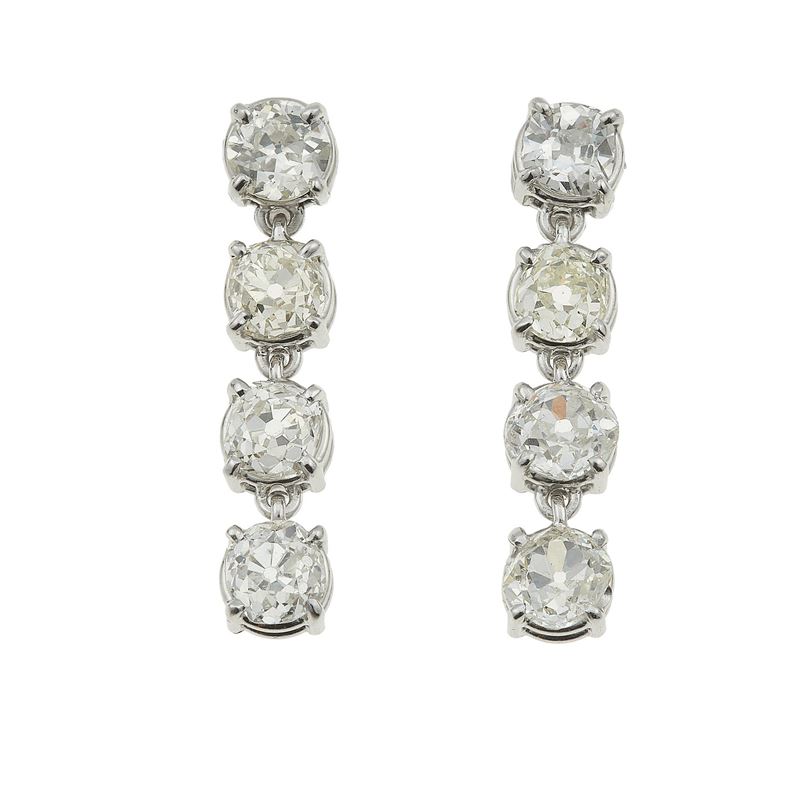 Pair of old-cur diamond earrings  - Auction Fine Jewellery - Cambi Casa d'Aste