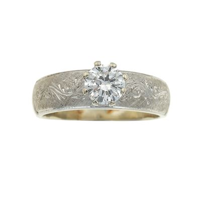 Anello in oro bianco 750/1000 con diamante taglio brillante (ct 0,75 circa)