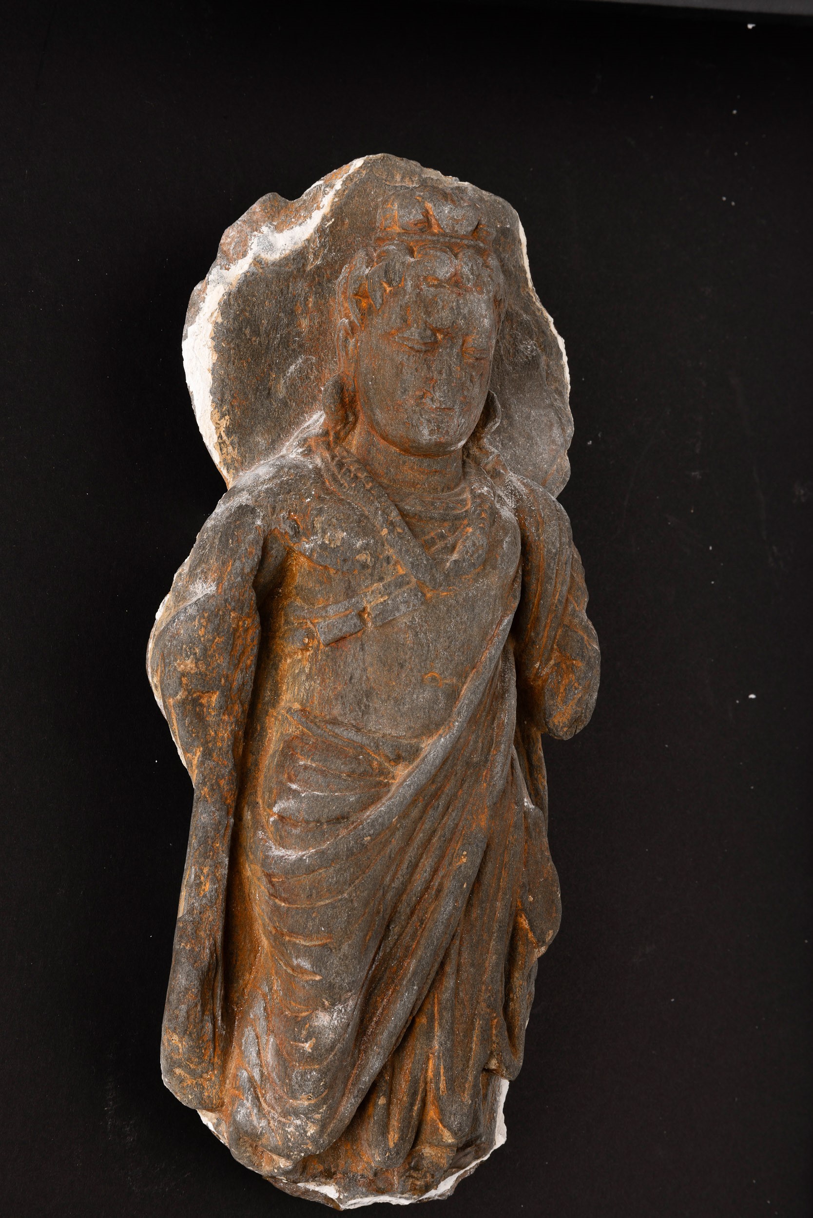 Figura di Buddha Scolpita in Pietra, Gandhara, IV Secolo