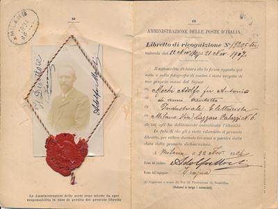 1904 - Regno D’italia - Libretto di Ricognizione per L’estero Emesso a Milano il 22 Novembre con ...