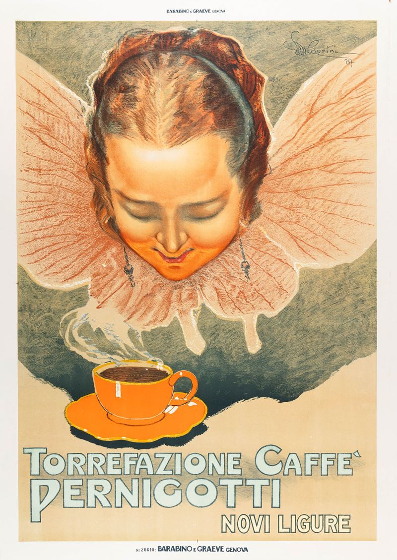 Ettore Mazzini : Torrefazione Caffè Pernigotti - Novi Ligure  - Asta POP Culture e Manifesti d'Epoca - Cambi Casa d'Aste
