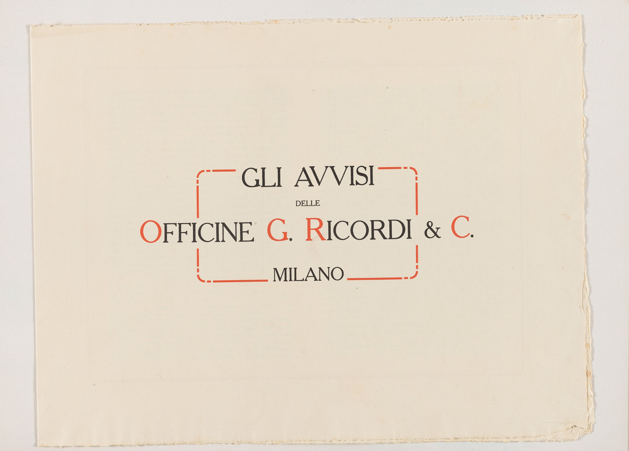 Artisti Vari - Gli Avvisi delle Officine G. Ricordi - Milano