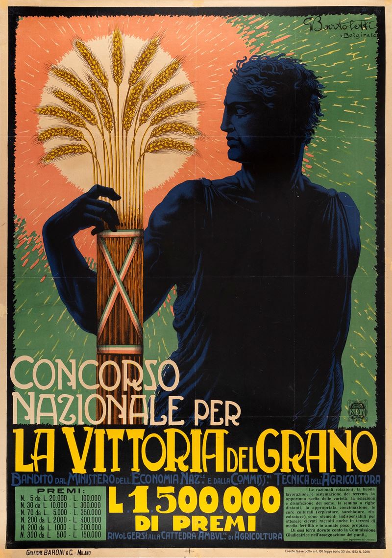 G. Bartoletti : Concorso Nazionale per la Vittoria del Grano  - Auction POP Culture and Vintage Posters - Cambi Casa d'Aste