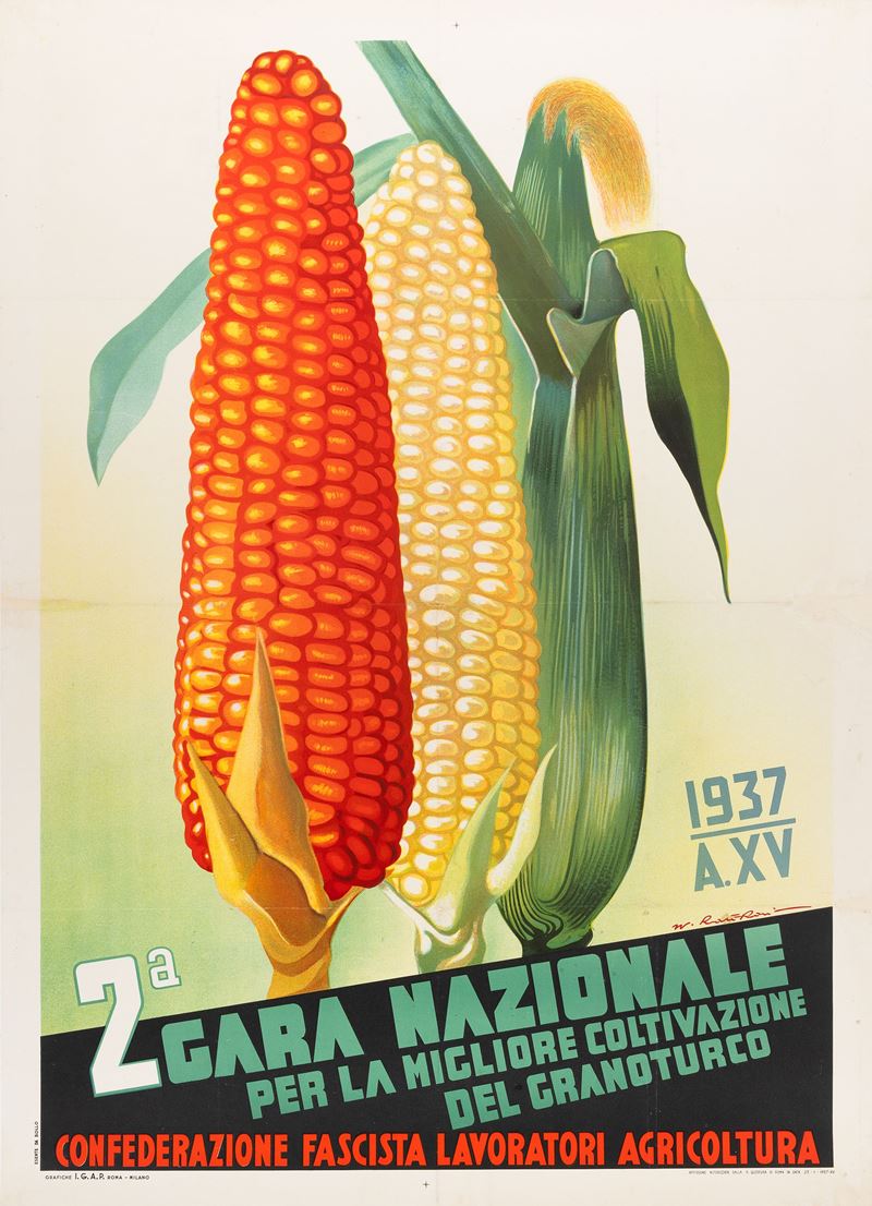 Walter Roveroni : 2° Gara Nazionale per la Migliore Coltivazione del Granoturco  - Asta POP Culture e Manifesti d'Epoca - Cambi Casa d'Aste