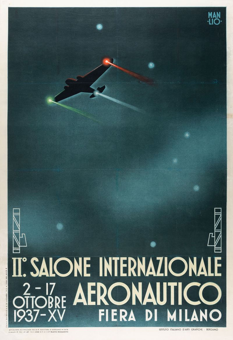Parrini Manlio : II° Salone Internazionale Aeronautico - Fiera di Milano  - Auction POP Culture and Vintage Posters - Cambi Casa d'Aste