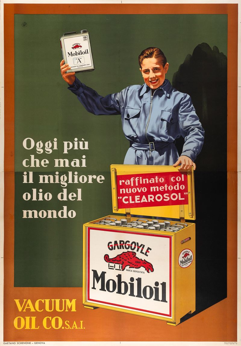 Anonimo : Mobiloil, Vacuum Oil Company - Genova  - Auction POP Culture and Vintage Posters - Cambi Casa d'Aste