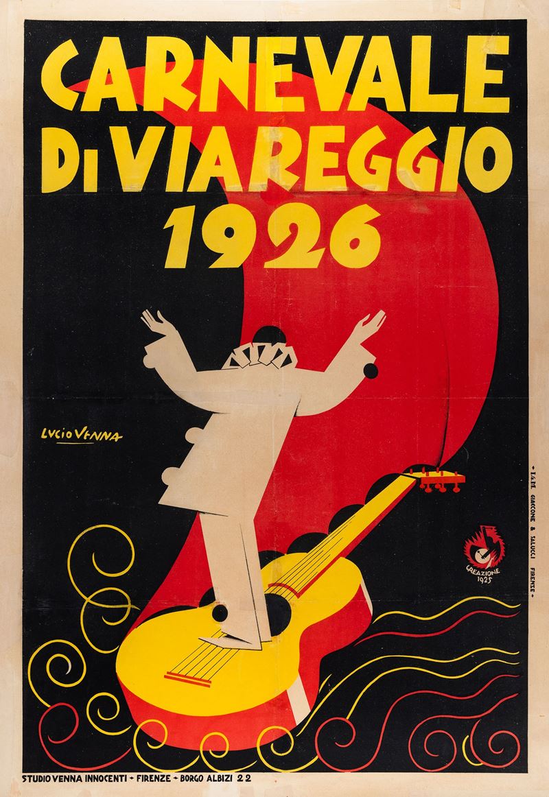 Lucio Venna (Giuseppe Landsmann) : Carnevale di Viareggio 1926  - Asta POP Culture e Manifesti d'Epoca - Cambi Casa d'Aste