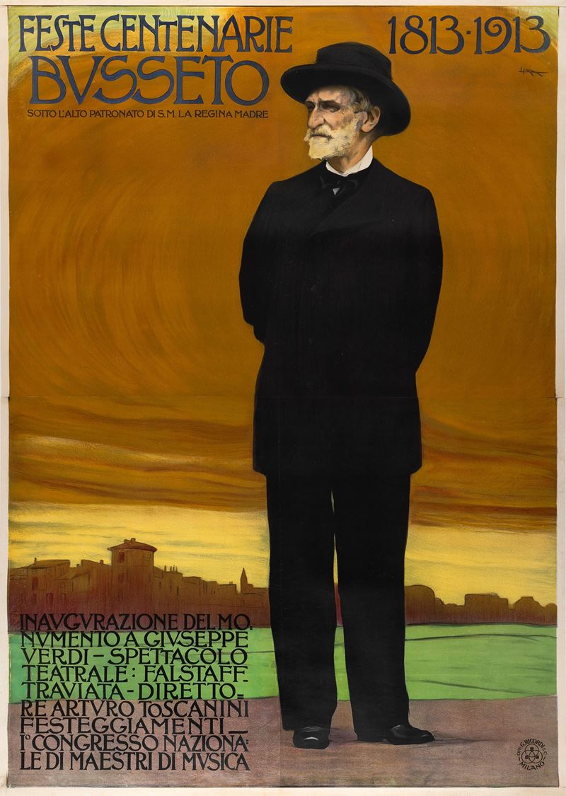 Leopoldo Metlicovitz : Feste Centenarie Busseto - Giuseppe Verdi  - Auction POP Culture and Vintage Posters - Cambi Casa d'Aste