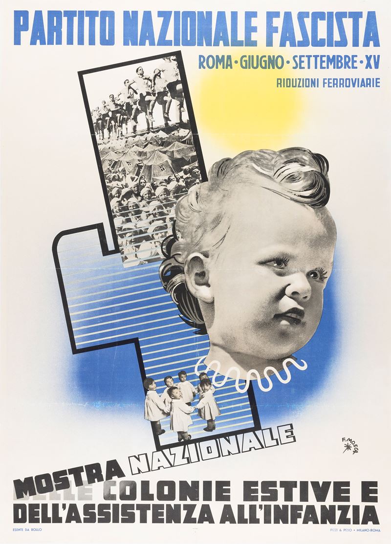 Franco Mosca : Mostra Nazionale delle Colonie Estive e dell’Assistenza all’Infanzia  - Auction POP Culture and Vintage Posters - Cambi Casa d'Aste