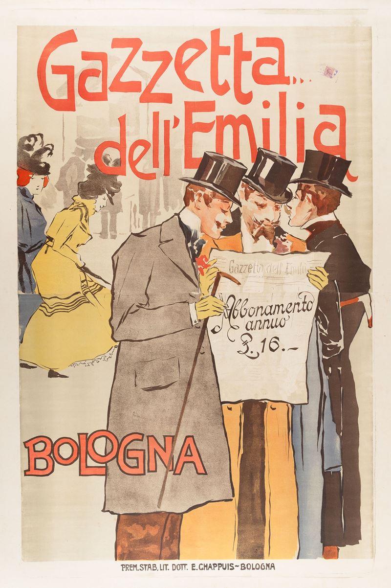 Anonimo : Gazzetta dell’Emilia - Bologna  - Auction POP Culture and Vintage Posters - Cambi Casa d'Aste