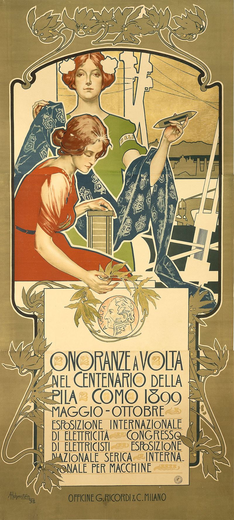 Adolf Hohenstein : Onoranze a Volta - Esposizione internazionale dell'elettricità  - Auction POP Culture and Vintage Posters - Cambi Casa d'Aste